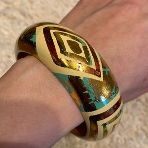 Wooden Metallic print bangle
